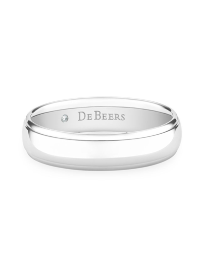 Shop De Beers Jewellers Platinum Bevelled-edge Band In White