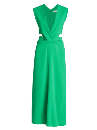 Shop Victoria Beckham Women's Twisted V-neck Midi-dress In Bright Green