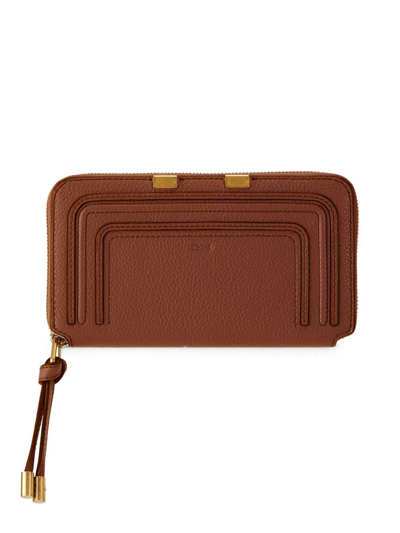 Shop Chloé Women's Marcie Long Zip-around Leather Wallet In Tan