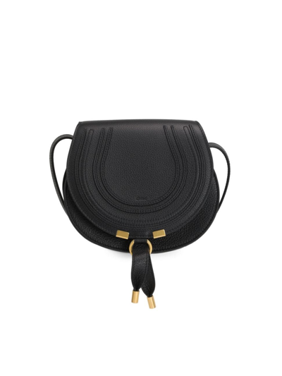 Shop Chloé Women's Mini Marcie Leather Saddle Bag In Black