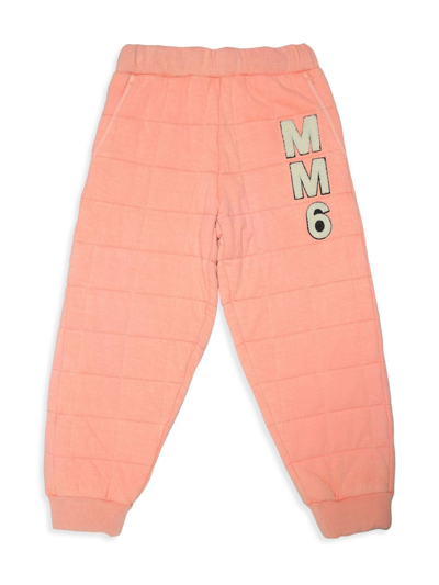 Shop Mm6 Maison Margiela Quilted Logo Patch Jogger Pants In Peach Pink