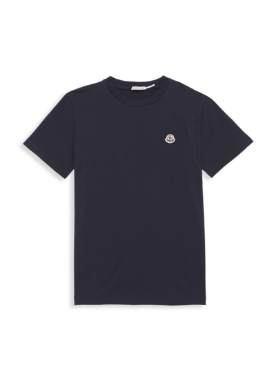 Shop Moncler Little Girl's Logo Cotton T-shirt In Navy