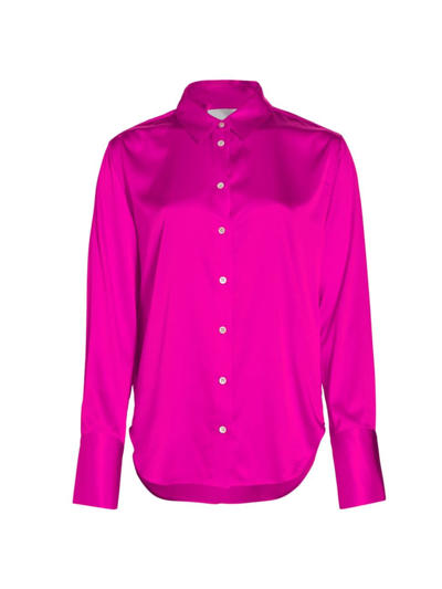 Shop Frame Women's The Standard Silk Button-up Shirt In Magenta