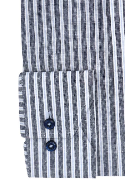 Shop Lorenzo Uomo Trim Fit Stripe Dress Shirt In Navy/ Light Blue