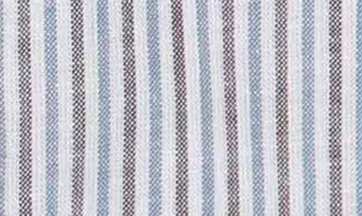 Shop Lorenzo Uomo Trim Fit Stripe Dress Shirt In White/ Blue/ Tan