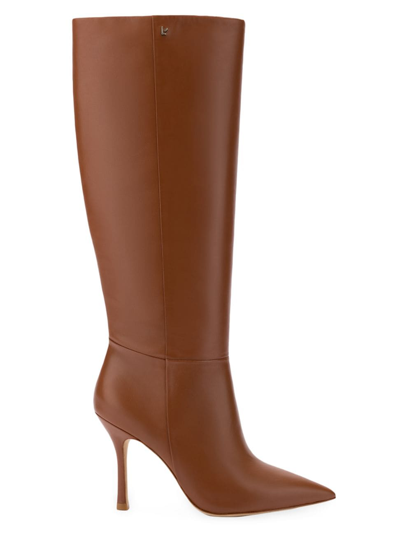 Shop Larroude Women's Kate Leather Tall Boots In Caramel
