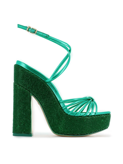 Shop Sophia Webster Women's Rue Crystal-embellished Platform Sandals In Emerald