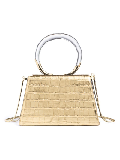 Shop Alexis Bittar Women's Liquid Lucite Croc-embossed Leather Top-handle Bag In Gold
