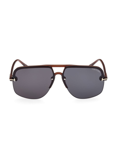 Shop Tom Ford Men's 59mm Pilot Acetate Sunglasses In Brown
