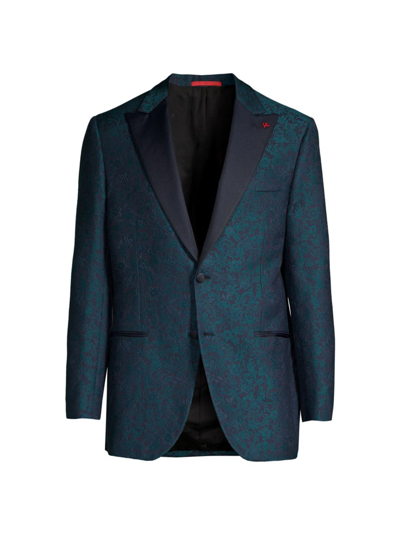 Shop Isaia Men's Sanita Smoking Wool-blend Dinner Jacket In Dark Blue