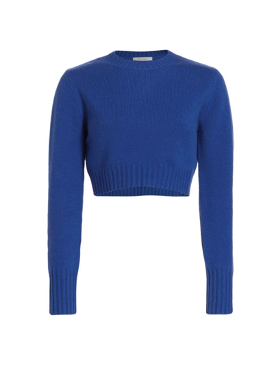 Shop Max Mara Women's Cashmere Cropped Sweater In China Blue
