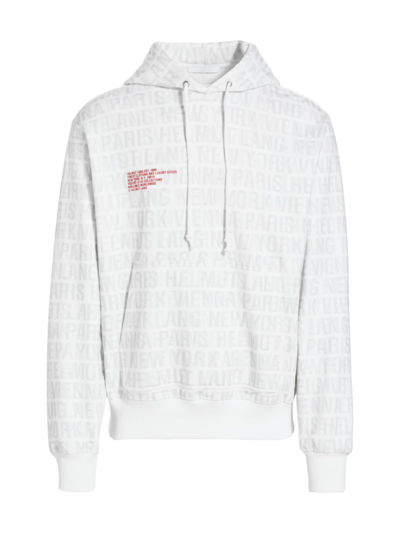 Shop Helmut Lang Men's All Over Logo Graphic Hoodie In White