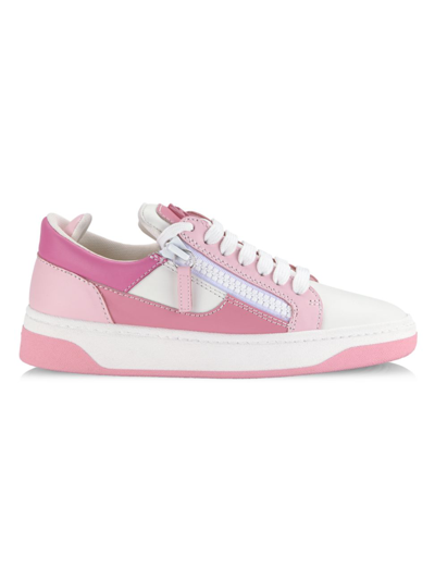 Shop Giuseppe Zanotti Women's Colorblock Leather Double-zip Sneakers In Pink