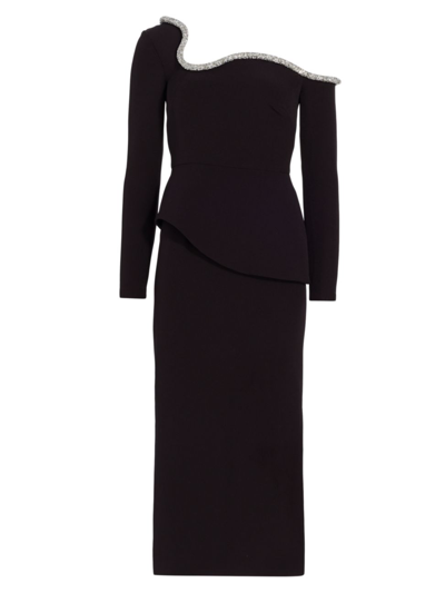 Shop Safiyaa Women's Constanza Rhinestone Off-the-shoulder Dress In Black With Crystal