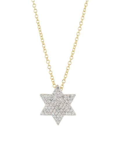 Shop Phillips House Women's Affair Infinity Star Of David 14k Yellow Gold & 0.40 Tcw Diamond Pendant Necklace