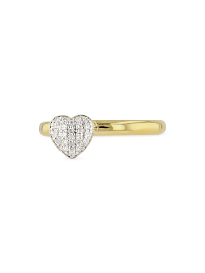 Shop Phillips House Women's Affair 14k Yellow Gold & 0.13 Tcw Diamond Mini Heart Side Car Ring