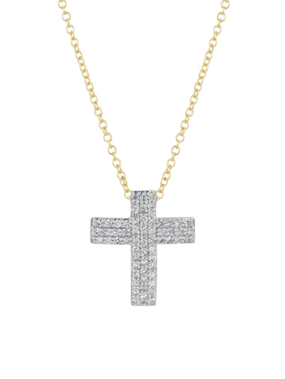 Shop Phillips House Women's Affair Infinity 14k Yellow Gold & 0.32 Tcw Diamond Cross Necklace
