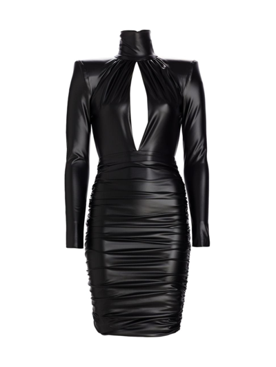 Shop Michael Costello Collection Women's Jackson Faux Leather Sheath Dress In Black