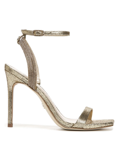 Shop Sam Edelman Women's Ophelia Metallic Leather High-heel Sandals In Gold Mine