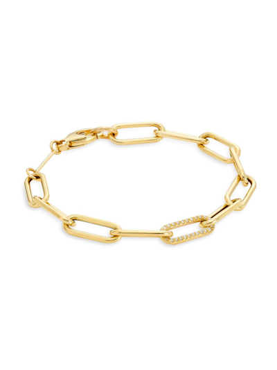 Shop Zoë Chicco Women's Heavy Metal 14k Yellow Gold & 0.14 Tcw Diamond Paper Clip Chain Bracelet