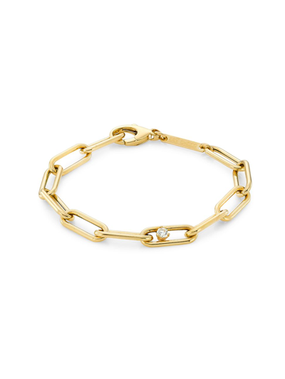 Shop Zoë Chicco Women's Prong Diamonds 14k Yellow Gold & 0.1 Tcw Diamond Large Paper-clip-chain Bracelet