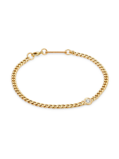 Shop Zoë Chicco Women's Floating Diamonds 14k Yellow Gold & 0.1 Tcw Diamond Curb Chain Bracelet