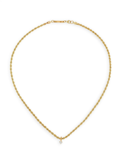 Shop Zoë Chicco Women's Prong Diamonds 14k Yellow Gold & 0.1 Tcw Diamond Pendant Necklace