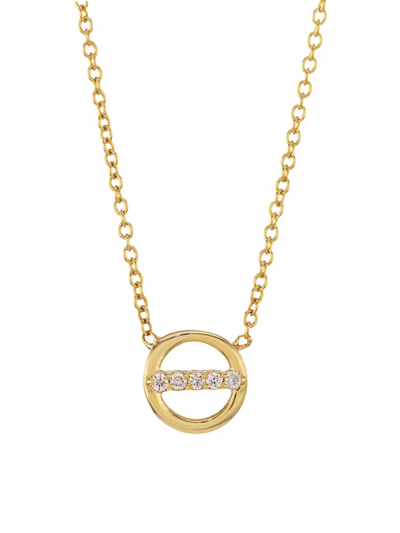 Shop Zoë Chicco Women's 14k Yellow Gold & 0.04 Tcw Diamond Open Circle Pendant Necklace