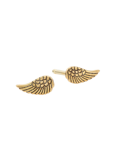 Shop Zoë Chicco Women's Itty Bitty Symbols 14k Yellow Gold Angel Wing Stud Earrings