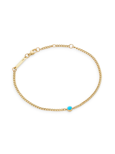 Shop Zoë Chicco Women's 14k Yellow Gold & Turquoise Curb Chain Bracelet