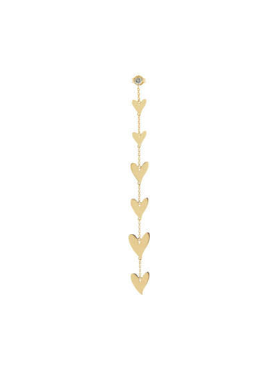 Shop Charms Company Women's Be Mine 14k Yellow Gold & 0.12 Tcw Diamond Single Heart Chain Earring