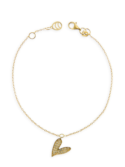 Shop Charms Company Women's Be Mine 14k Yellow Gold & 0.15 Tcw Diamond Heart Charm Bracelet