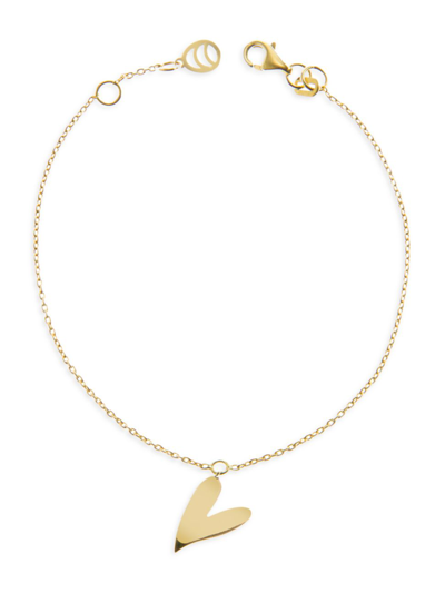 Shop Charms Company Women's Be Mine 14k Yellow Gold Heart Charm Bracelet