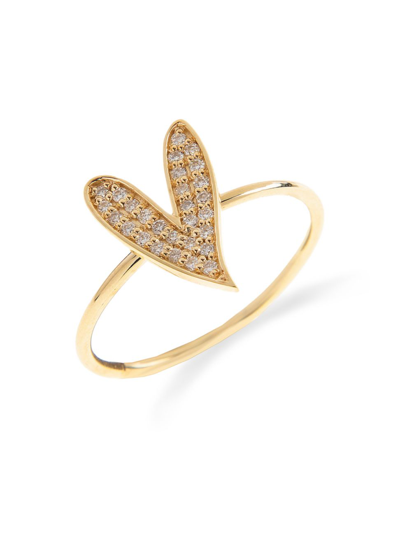 Shop Charms Company Women's Be Mine 14k Yellow Gold & 0.16 Tcw Diamond Heart Ring
