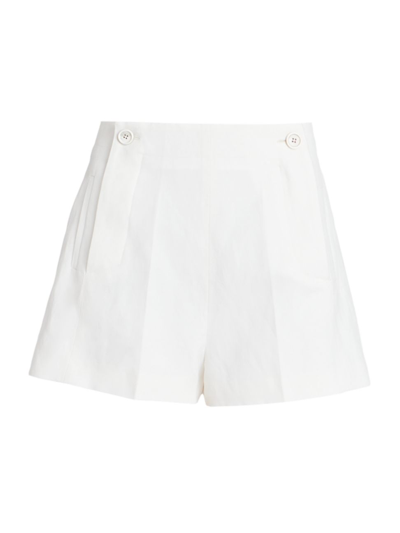 Shop Chloé Women's Wool-linen Washed Natte Shorts In Iconic Milk