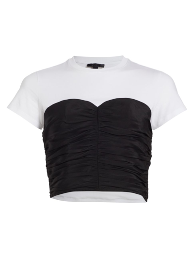 Shop Atm Anthony Thomas Melillo Women's Silk Charmeuse Bustier T-shirt In White Black