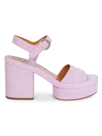 Shop Chloé Women's Odina Suede Platform High-heel Sandals In Creamy Lilac