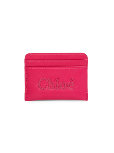 Shop Chloé Women's  Sense Leather Card Holder In Fizzy Pink