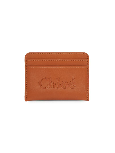 Shop Chloé Women's  Sense Leather Card Holder In Caramel