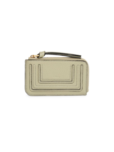 Shop Chloé Women's Marcie Leather Zip Card Holder In Faded Green