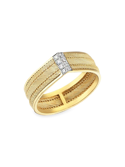Shop Her Story Women's Olden Drop 14k Yellow Gold & 0.07 Tcw Diamond Ring