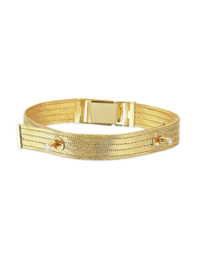 Shop Her Story Women's Olden Bold 14k Yellow Gold & 0.04 Tcw Diamond Bracelet