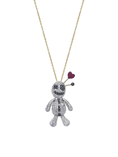 Shop Her Story Women's Vodoo 14k Yellow Gold, 1.45 Tcw Diamond, & Ruby Doll Pendant Necklace