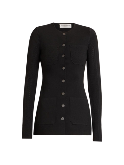 Shop Victoria Beckham Women's Knit Snap-front Jacket In Black