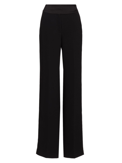Shop Halston Women's Karter Crepe & Satin Pants In Black
