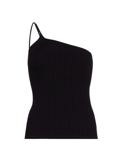 Shop Helmut Lang Women's Cross Strap Rib-knit Tank In Black