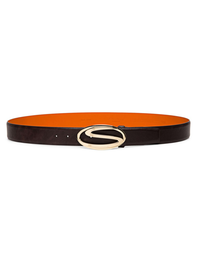 Shop Santoni Men's Adjustable Leather Belt In Brown