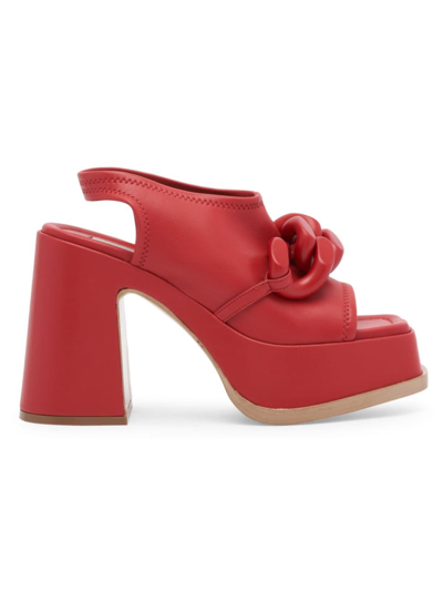 Shop Stella Mccartney Women's Skyla Stretch Chain Platform Sandals In Red