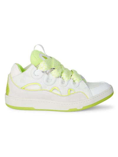 Shop Lanvin Men's Curb Skate Sneakers In White Fluo Yellow