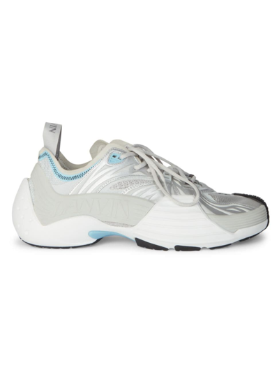 Shop Lanvin Men's Flash-x Sneakers In Silver
